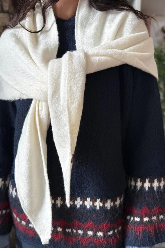 Nora Knit Shawl Ecru